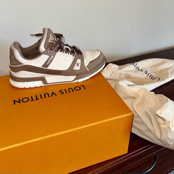Louis Vuitton Men's Brown and White Sneakers - Picture 1 of 5